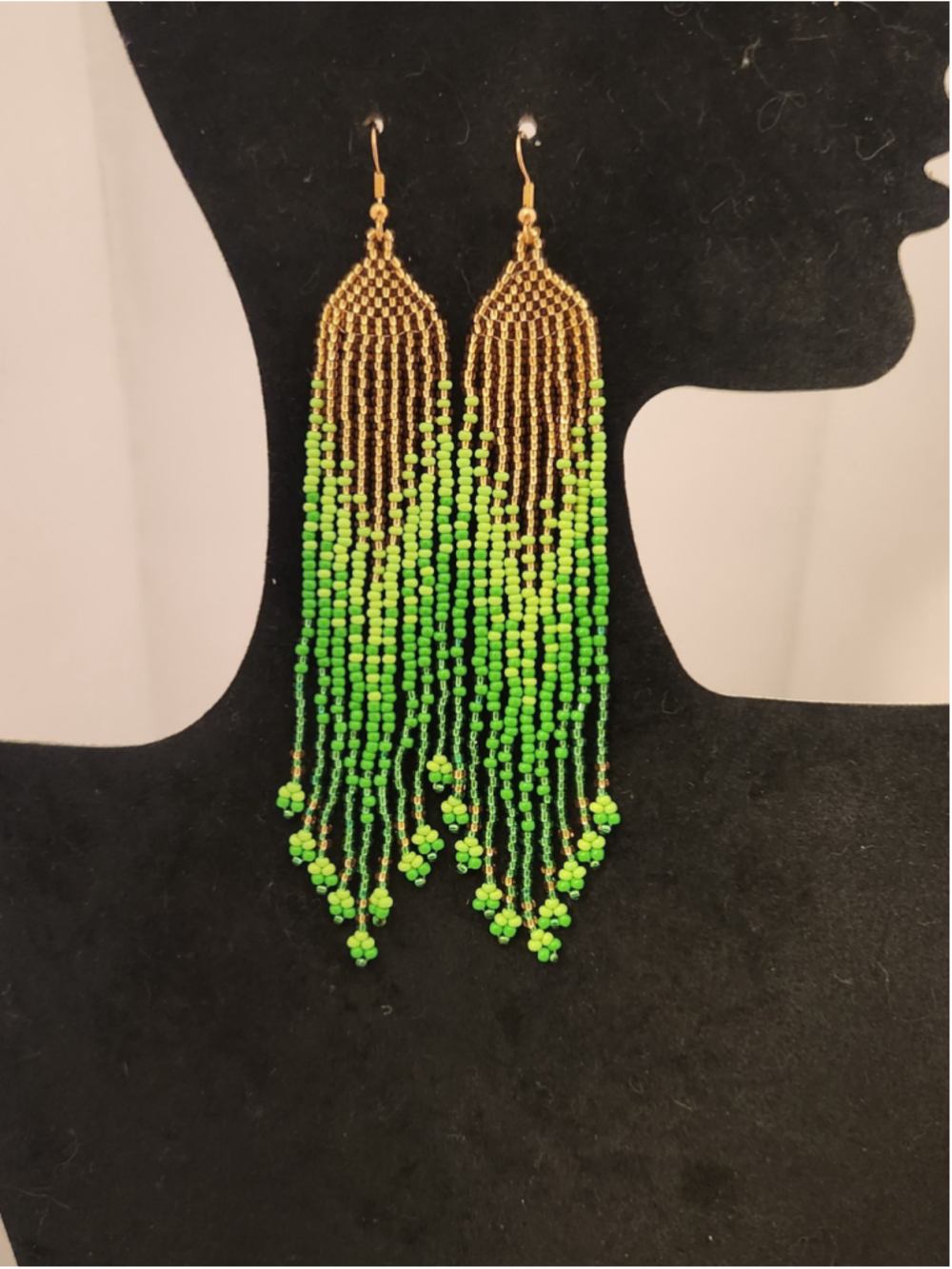 Handcrafted Beaded Fringe Earrings with an ombre color pallet